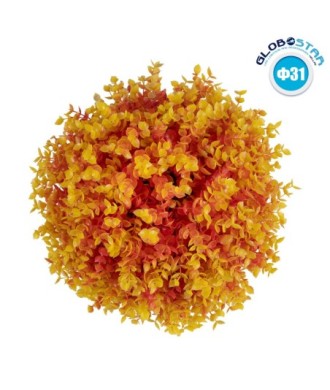 GloboStar® 78514 Artificial - Συνθετικό Τεχνητό Διακοσμητικό Φυτό Θάμνος Πυξάρι Πορτοκαλί - Κίτρινο Φ31cm